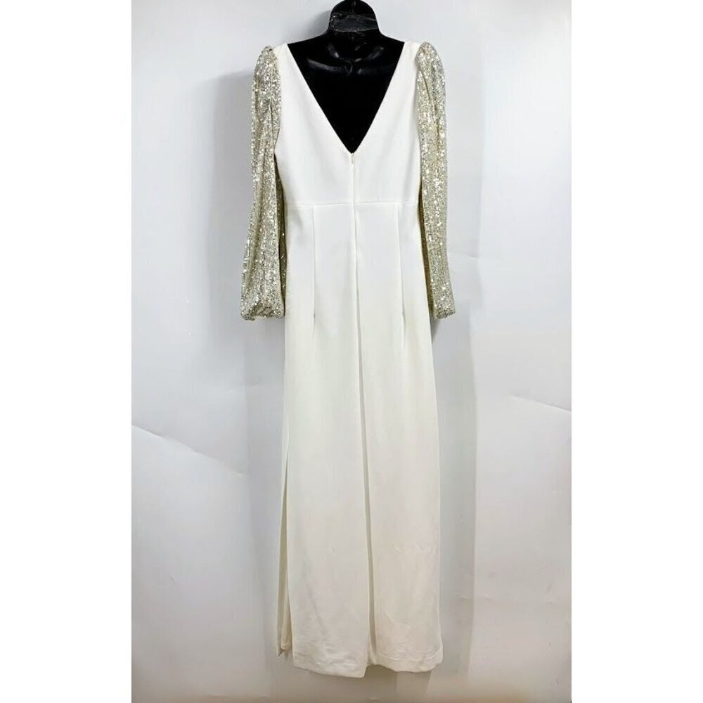 Eliza J Women's Glitter-Sleeve Long Gala Formal Slit‎ Gown Size 12 - Picture 2 of 15